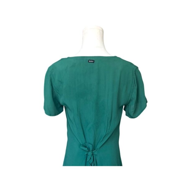 RVCA Short Sleeve Button Front Mini Dress Size S Kelly Green Y2K Preppy Twee - Picture 6 of 10